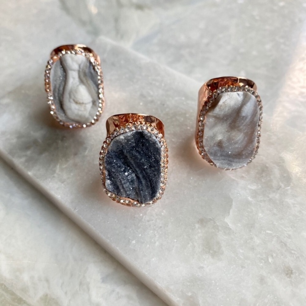 ❗️LAST❗️Rose Gold Druzy Boho Pave Ring - Picture 3 of 8